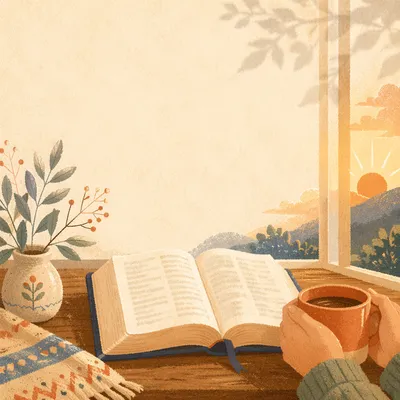 Open Book by Window at Sunrise
