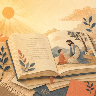 Open Book Among Layered Paper Pages