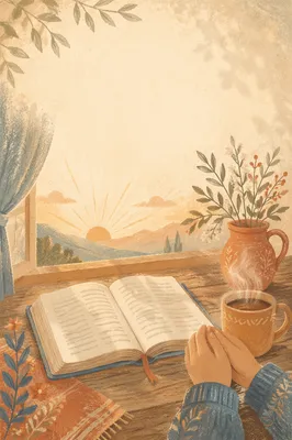Open Book by Window at Sunrise