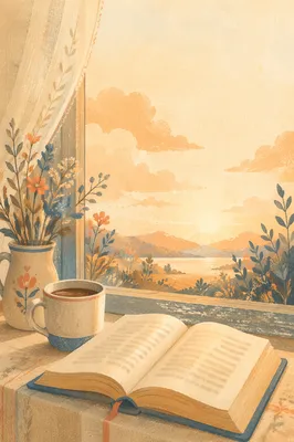 Open Book on Sunlit Windowsill