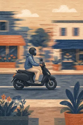 Urban Scooter Commute in Motion