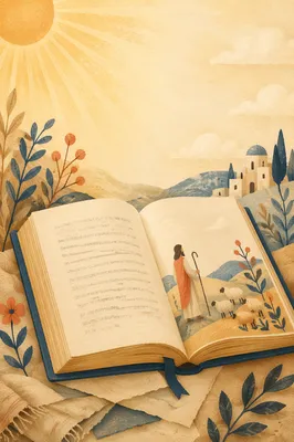 Open Book in Warm Sunrise Light