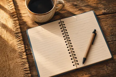 Cozy Morning Planner with Coffee and Pen