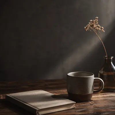 Moody Tabletop Still Life with Mug