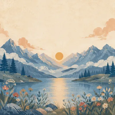 Peaceful Mountain Sunrise Bible Verse Wallpaper
