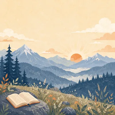 Peaceful Dawn Mountain Bible Verse Wallpaper