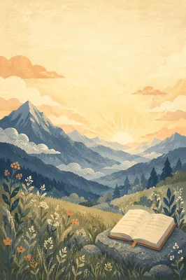 Peaceful Dawn Mountain Bible Verse Wallpaper