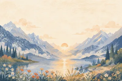 Peaceful Mountain Sunrise Bible Verse Wallpaper