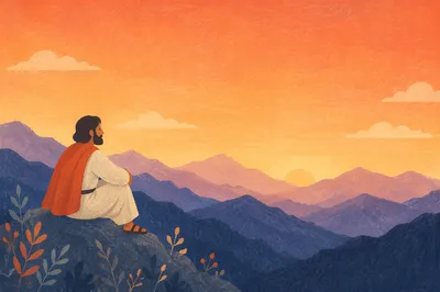 Serene Mountain Sunset Bible Verse Wallpaper
