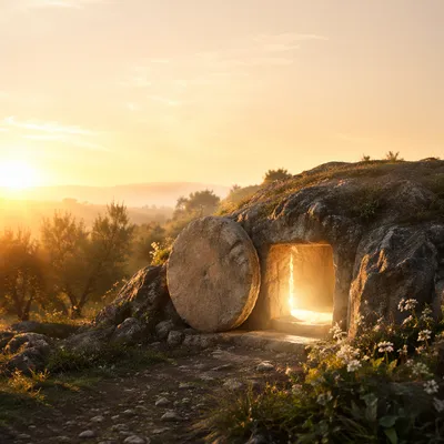 Ancient Stone Tomb at Sunrise