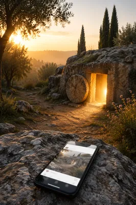 Ancient Stone Tomb at Sunrise