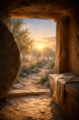 Ancient Stone Tomb at Sunrise