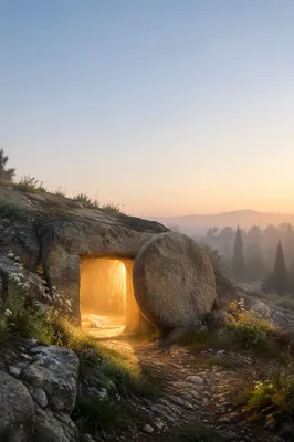 Ancient Empty Stone Tomb at Sunrise