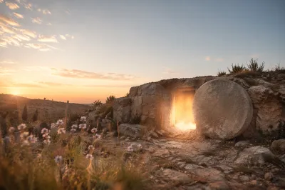 Ancient Stone Tomb at Sunrise