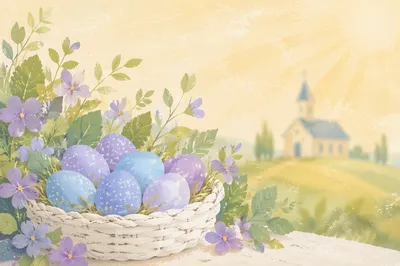 Easter Sunrise Service Invitation with Pastel Eggs