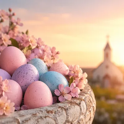 Pastel Easter Sunrise Church Invitation Background
