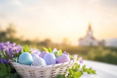 Easter Sunrise Basket Church Invitation Background