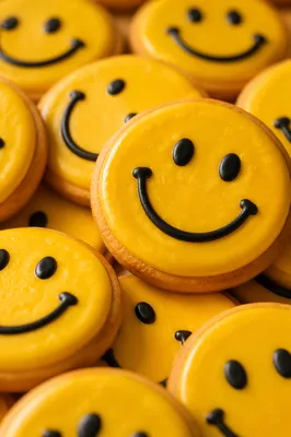 Playful Smiley Cookie Pattern Close Up