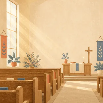 Welcoming Church Banner Background with Morning Light