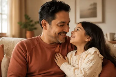 Father and Daughter on Cozy Sofa