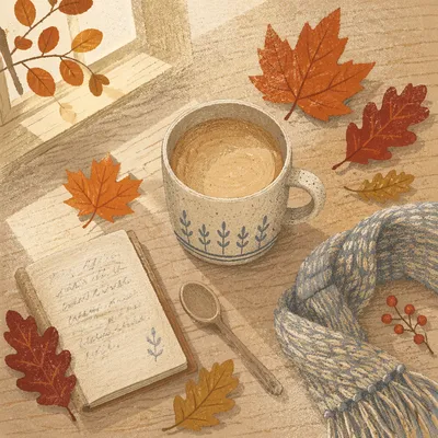 Cozy Autumn Coffee Flat Lay Scene