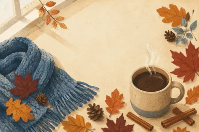 Cozy Autumn Coffee Flat Lay Scene