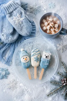 Cozy Winter Flat Lay with Cocoa and Mittens