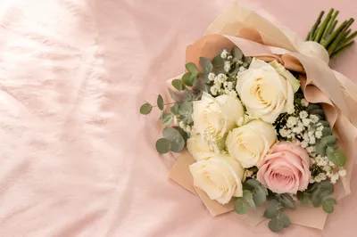 Romantic Pastel Bouquet with Blush Copy Space
