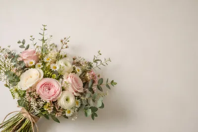 Pastel Flower Bouquet with Clean Text Space