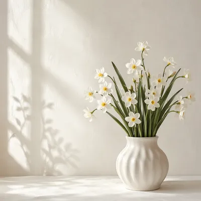 Fresh Spring Flowers in Ceramic Vase