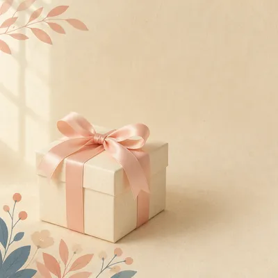 Elegant Gift Box with Blush Ribbon