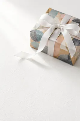 Patterned Gift Box with White Ribbon