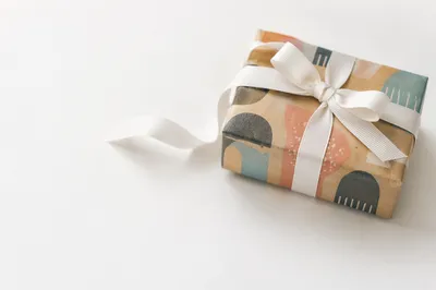Minimal Gift Box With White Ribbon