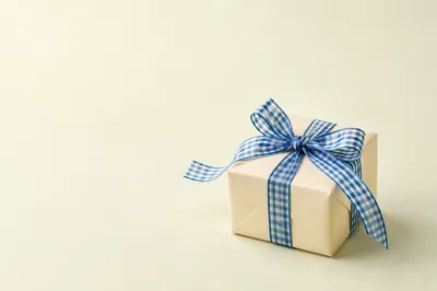 Elegant Ivory Gift Box with Gingham Bow