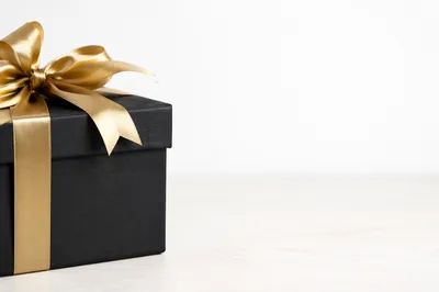 Black Gift Box with Gold Ribbon