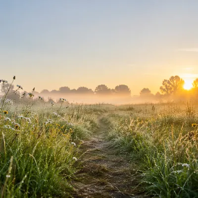 Peaceful Sunrise Meadow Morning Blessing Background