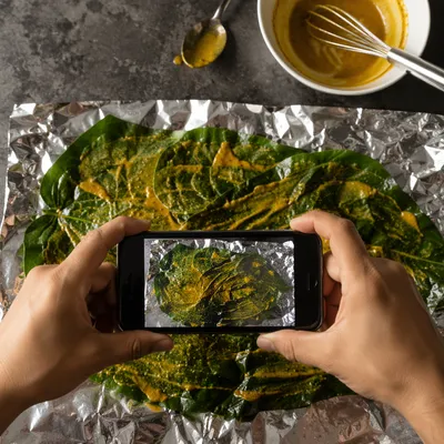 Overhead Smartphone Food Photography Kitchen Prep