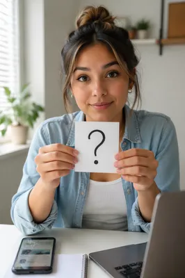Woman Holding Question Mark Card