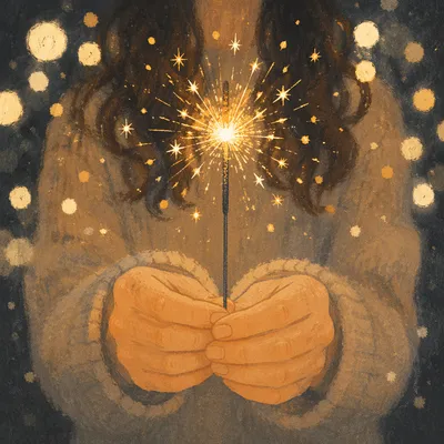 Golden Sparkler Hands at Night Celebration