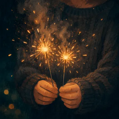 Glowing Sparklers in Cozy Night Celebration
