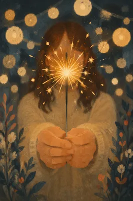 Golden Sparkler Hands at Night Celebration