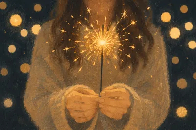 Golden Sparkler Hands at Night Celebration