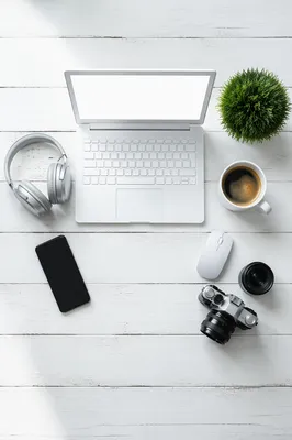 Creative Desk Flat Lay With Headphones