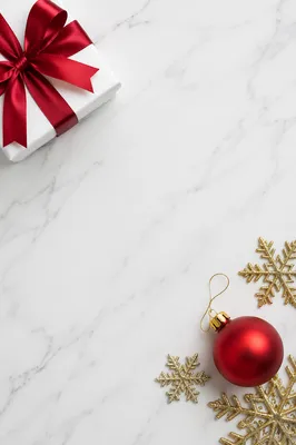 Elegant Holiday Flat Lay with Red Ribbon