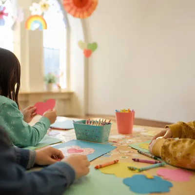 Children Craft Table in Bright Community Room