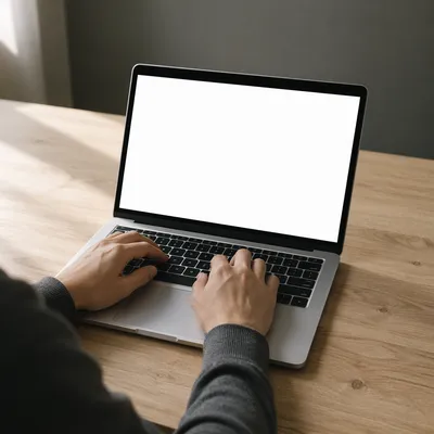 Blank Laptop Screen Workspace Mockup