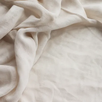 Softly Rumpled Neutral Linen Fabric Close-Up