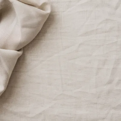 Soft Neutral Linen Fabric Background Flat Lay