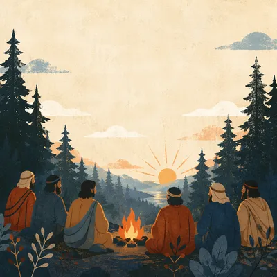Bold Sunrise Mens Fellowship Campfire Graphic