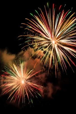 Colorful Fireworks Bursts in Night Sky